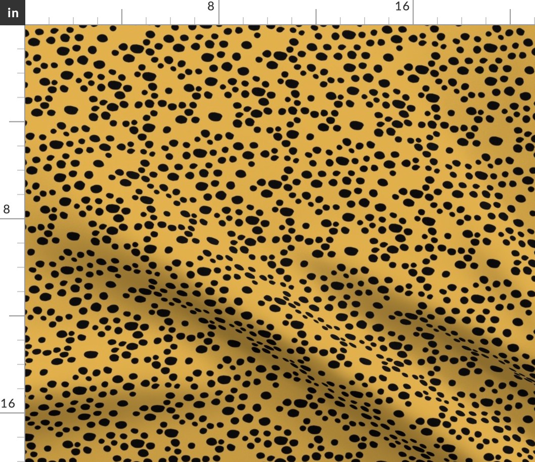 Minimal confetti cat dots on trend abstract animal print texture spots black mustard yellow