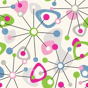Abstract shapes pattern - pink, blue, green and gray