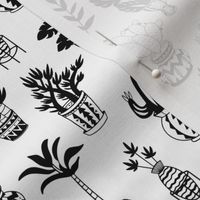 Potted Plant Pattern in Black and White