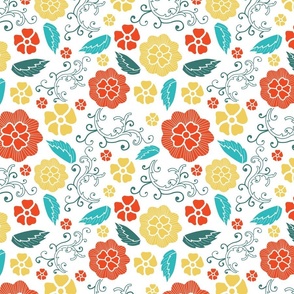 Colorful Flowers, bail and leaf pattern