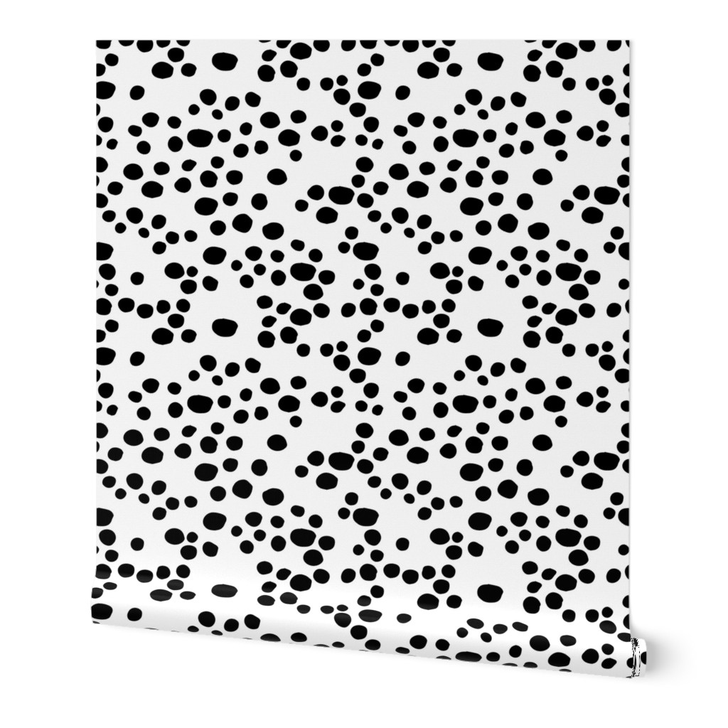 Minimal confetti cat dots on trend abstract animal print texture spots black and white monochrome LARGE