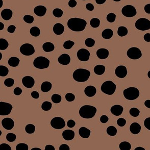 Minimal confetti cat dots on trend abstract animal print texture spots black winter brown LARGE