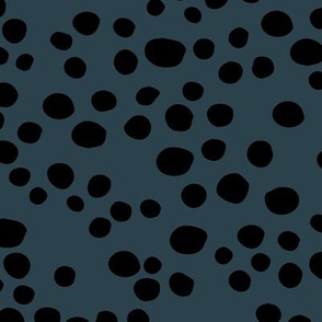 Minimal confetti cat dots on trend abstract animal print texture spots black cool winter stone blue LARGE