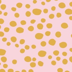 Minimal confetti cat dots on trend abstract animal print texture spots spring summer mustard yellow pink peach LARGE