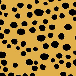 Minimal confetti cat dots on trend abstract animal print texture spots black mustard yellow