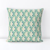 Serene birds - mint, orange and blue