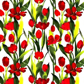 Red Tulips in Watercolor