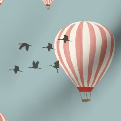 Hot Air Balloons over the Safari (on blue)