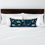 Dinosaur land - green, rust and navy - Large