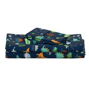 Dinosaur land - green, rust and navy - Large