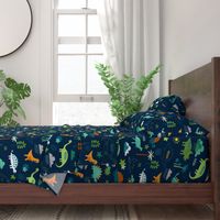 Dinosaur land - green, rust and navy - Large