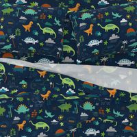 Dinosaur land - green, rust and navy - Large