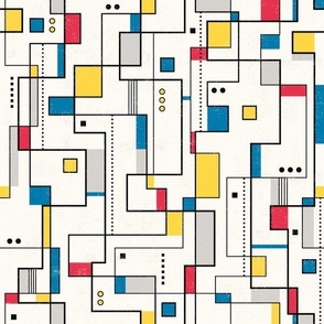 Mid-century modern abstract pattern - red, yellow and blue