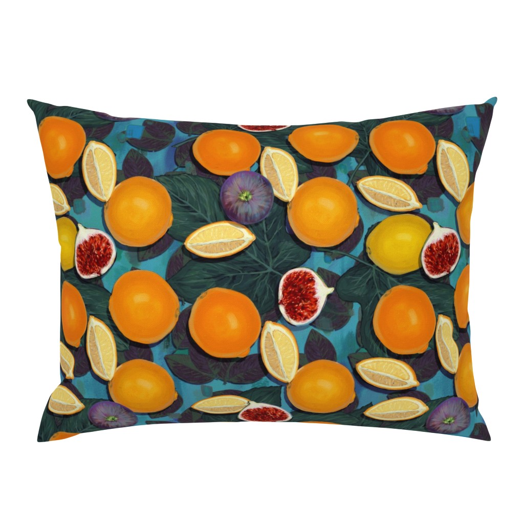 Bold Orange and Figs on Phthalo Blue//Maximalist Challenge//Retro Fruit Obsession//Kim Marshal