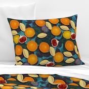 Bold Orange and Figs on Phthalo Blue//Maximalist Challenge//Retro Fruit Obsession//Kim Marshal