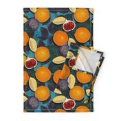 Bold Orange and Figs on Phthalo Blue//Maximalist Challenge//Retro Fruit Obsession//Kim Marshal