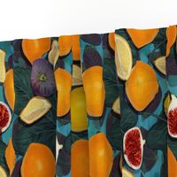 Bold Orange and Figs on Phthalo Blue//Maximalist Challenge//Retro Fruit Obsession//Kim Marshal