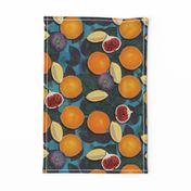 Bold Orange and Figs on Phthalo Blue//Maximalist Challenge//Retro Fruit Obsession//Kim Marshal