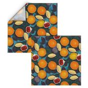 Bold Orange and Figs on Phthalo Blue//Maximalist Challenge//Retro Fruit Obsession//Kim Marshal