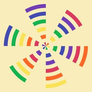 Rainbow Pinwheel Cheater Quilt on Ecru