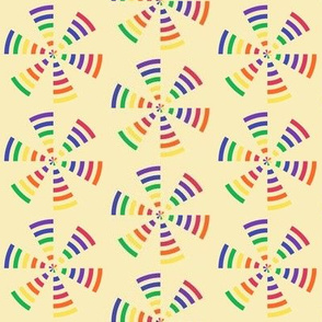 Whirling Rainbow Pinwheels on Off-White