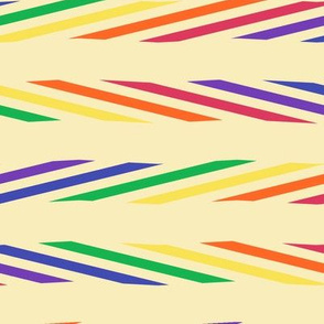 Large - Sliced Rainbow Ribbons on Creamy Manila