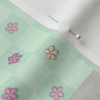 Park Games Cheater Quilt Mint Grey Yellow-Widdle Bitty Bees-Kim Marshall 18 inch