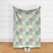 Park Games Cheater Quilt Mint Grey Yellow-Widdle Bitty Bees-Kim Marshall 18 inch
