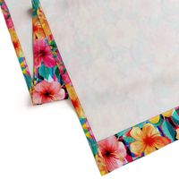 OTT Maximalist Hawaiian Hibiscus Floral with Stripes