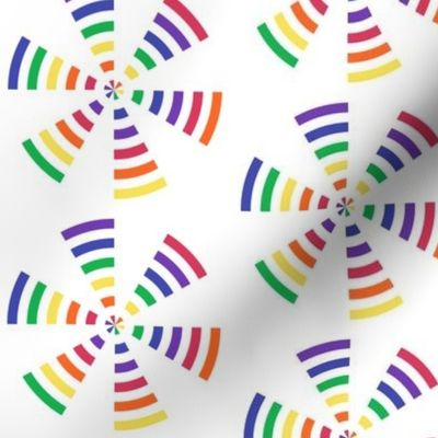 Medium - Rainbow Pinwheels  on White