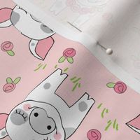 rotated spotted-pigs-with-roses-on-pink