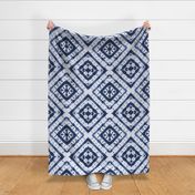 Shibori blue and white rhombus pattern