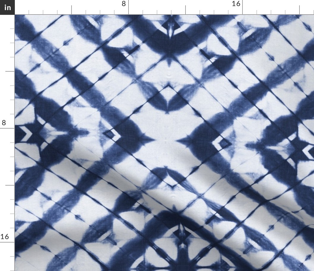 Shibori blue and white rhombus pattern