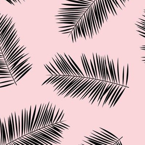 Palm leave summer jungle sweet surf theme tropical garden print pale pink black