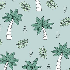 Palm trees and tropical leaves green garden summer love mint