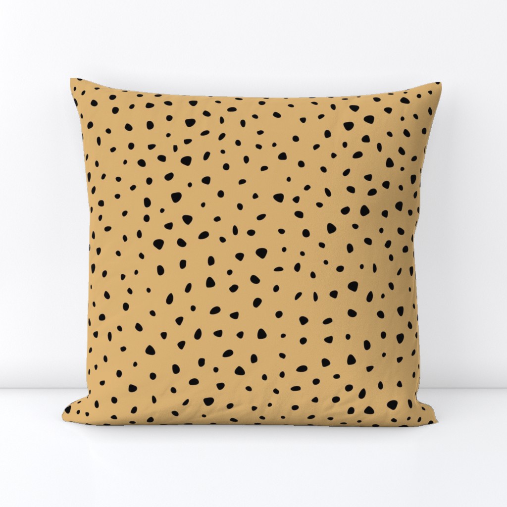 Little spots and speckles panther animal skin abstract minimal dots in mustard yellow