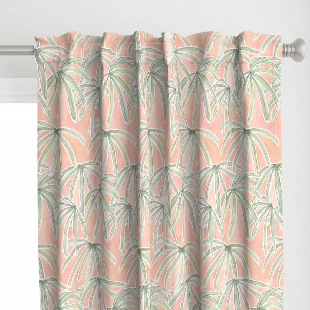 boho palms green pink large scale