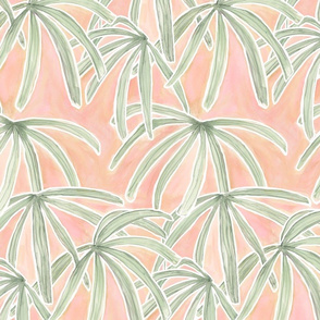 boho palms green pink large scale