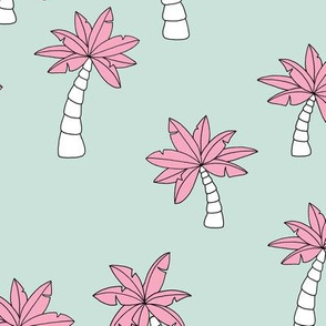 Little surf summer trip palm tree designs mint green pink girls