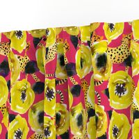 yellow watercolor floral with cheetahs