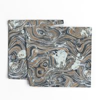 Blue Orange Marbled Paper