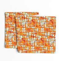 BYF10 - Scattered  Contemporary Plaid in Rust - Orange - Teal Pastel 