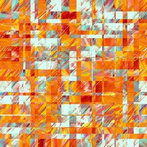 BYF10 - Scattered  Contemporary Plaid in Rust - Orange - Teal Pastel 