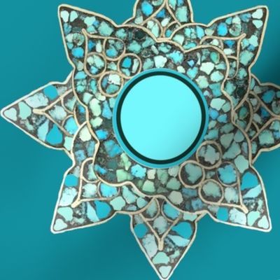 Native American Turquoise Star onTeal T