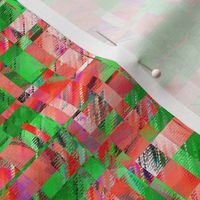 BYF1 -  Large - Scattered Contemporary Plaid in Coral and Green