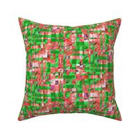 BYF1 -  Large - Scattered Contemporary Plaid in Coral and Green