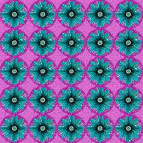 BYF3 - Small - Bull's Eye Floral in Turquoise and Dark Rosy Pink