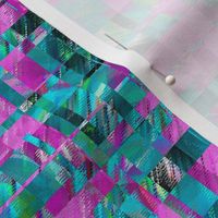BYF3 - Large  - Contemporary Scattered Plaid aka Plaid Check Hybrid in Turquoise and Rose
