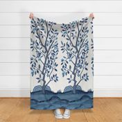 Citrus Grove Lemon Tree Panel A- Muted Blues