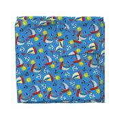 Sunny Sails / Nautical colors - Blue,yellow,red,green,white & red  med.